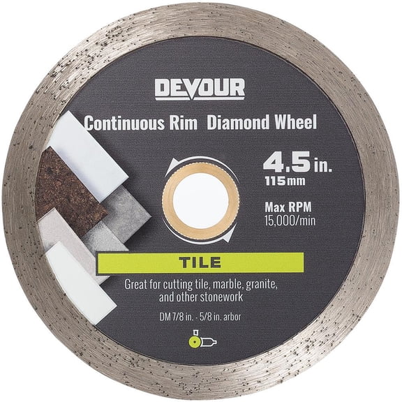 4.5 In. Tile Metal Bond Continuous Rim Blade Diamond Wheel