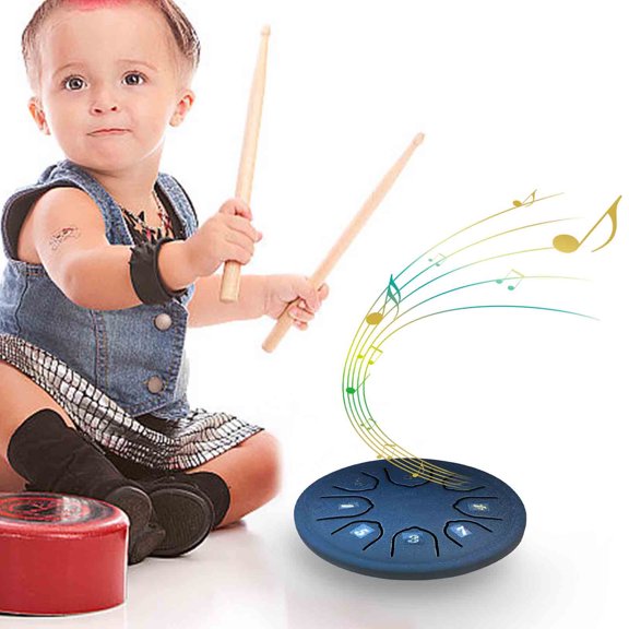 4.5 Inch 8-Note Steel Tongue Drum For Adults, Handpan Style Instrument With Mallets, Professionally Tuned Ethereal Tones, Easy Play By Hand Or Stick, Compact Quiet Melody Maker For Relaxation
