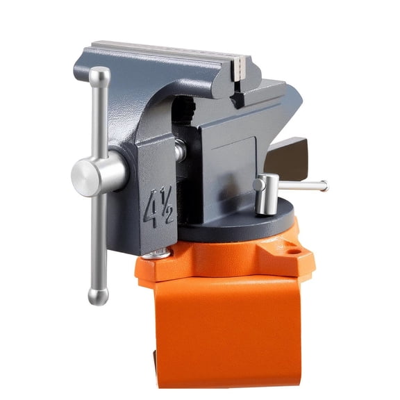 4.5 Inch Bench Vise, Portable Swivel Workbench Vice - Quick Release Clamp, Cast Iron for Woodworking, Metalworking, Drilling, Sawing & Conduit Cutting