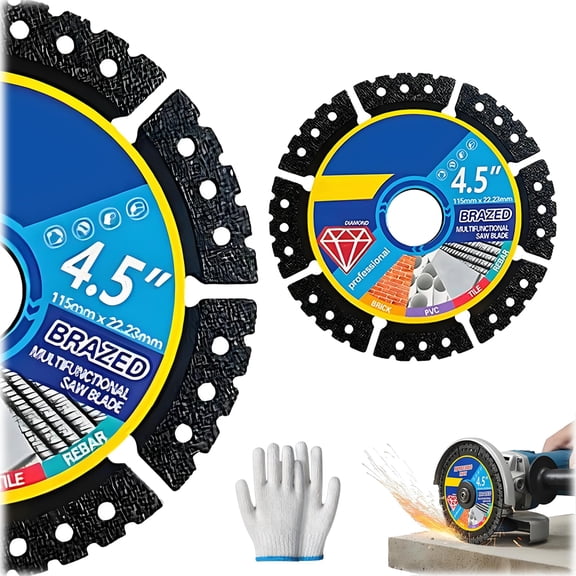 4.5 Inch Diamond Blade for Multi-Material Cutting with Angle Grinders, Universal Saw Blade, Silver