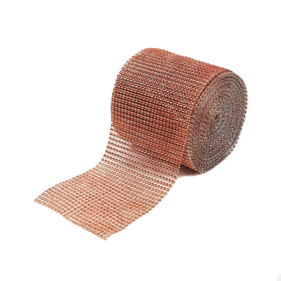4.5 Inch Diamond Rhinestone On Mesh Trim (10 Yard Roll) - Orange (1 Yard)