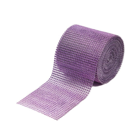 4.5 Inch Diamond Rhinestone On Mesh Trim (10 Yard Roll) - Purple (1 Yard)