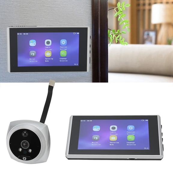 4.5 Inch Digital Door Viewer 1080P 2MP Peephole Camera With 160 Degree Wide Angle, Motion Detection, For Home Security, Fits 35-105mm Doors