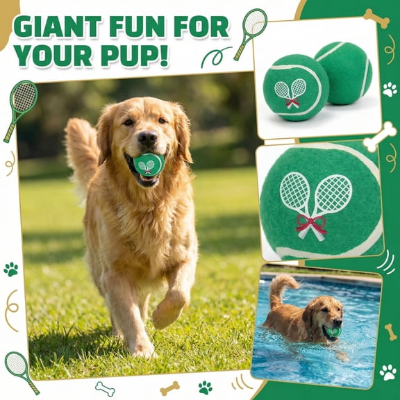 4.5 Inch Durable Dog Chew Tennis Ball, Tough Teeth-Cleaning Interactive Pet Toy, Indestructible Fetch & Play Ball For Aggressive Chewers, Water-Floating Dog Toy For Outdoor, Pool,