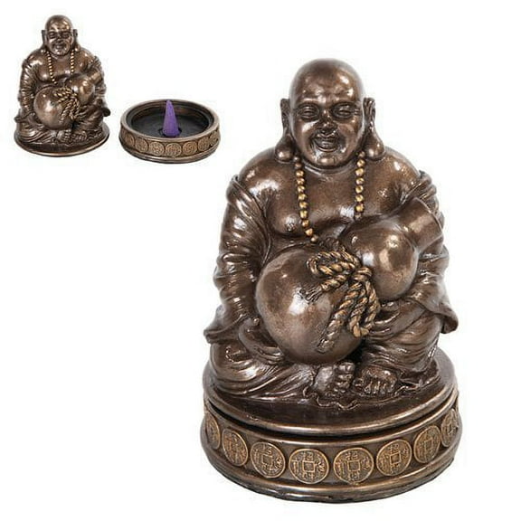 4.5 Inch Lucky Chinese Buddha Incense Burner Statue Figurine