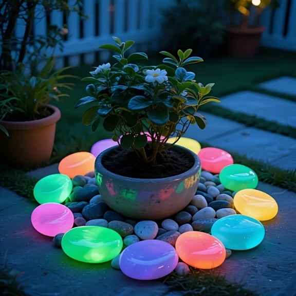 4.5 Inch Luminous Pebble Stone, 36Pcs Long Luminous Weather Resistant Design, Landscape Stone, Night Decor for Garden Fish Tank Home Outdoor Scene Arrangement