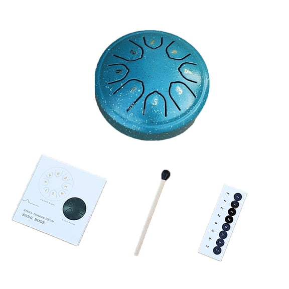 4.5 Inch Mini Steel Tongue Drum, Handpan Percussion Instrument for Healing Meditation, Portable Rain Drum with Drumsticks Sheet Music, Calming Musical Gift for Kids Adults Beginners