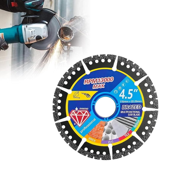 4.5-Inch Multi-Material Diamond Cutting Blade for Angle Grinder - Heavy Duty Blade for Stone, Tile, Concrete, Brick & Metal with Heat Dispersion Design (1pcs)
