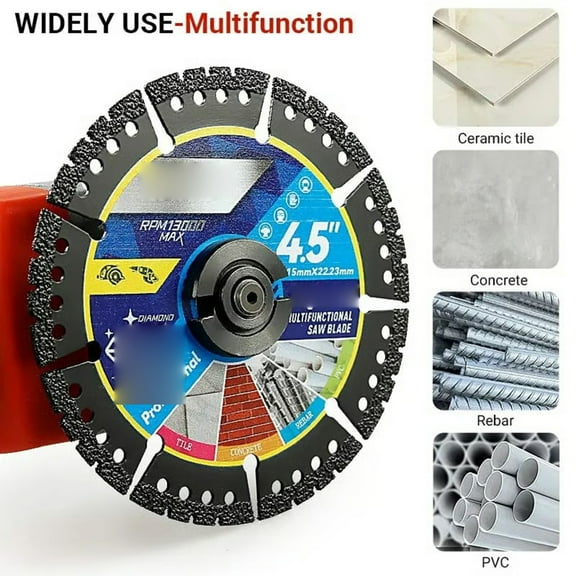 4.5 Inch Multifunctional Diamond Saw Blade, 7/8 Inch Arbor Cut Off Wheel for Angle Grinder, Cuts Tile Concrete Rebar Metal