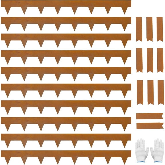 4.5 Inch Pre-Rusted Cor-Ten Steel Landscape Edging with 11 Pcs Metal Clips, Hammer-in Heavy Duty Metal Edging Pack of 10 (33 Feet Total Length) -Edge for Lawn Garden Yard