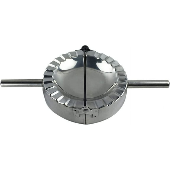 4.5 Inch Stainless Steel Dumpling Maker: X-Large Ravioli/Pierogi/Empanda Press, Dough Cutter, Long Handle Jiaozi/Pelmeni/Pie Tool