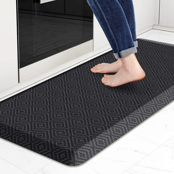 4/5 Inch Thick Kitchen Mat Cushioned Anti-Fatigue Floor Mat Waterproof Non-Slip Mats and Rugs Standing and Comfort Desk Mats for House Sink Office Laundry (Black, 17.3"x39")