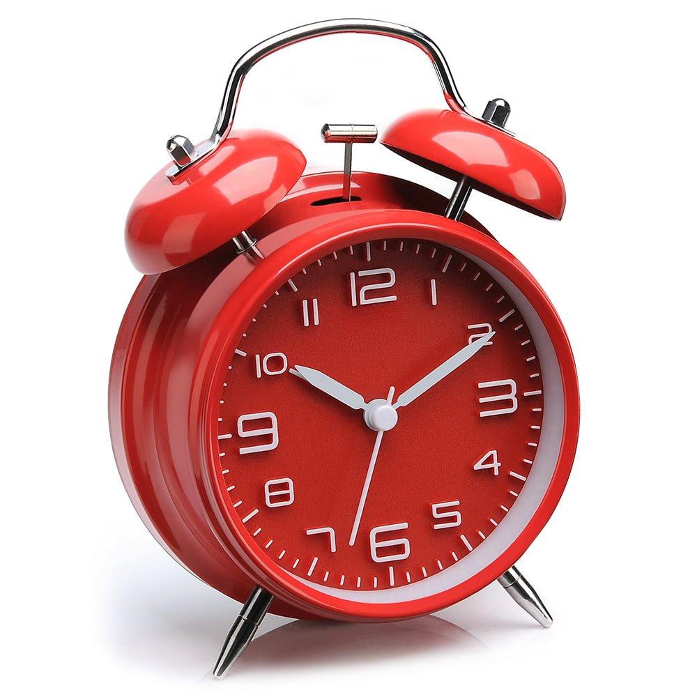 4.5 Inches Bell Loud Alarm Clock For Heavy Sleerpers  Backlight Operated Old Fashioned Bedrooms (3d-dial Red)