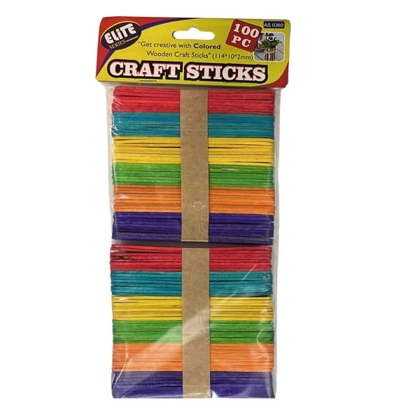 4.5" Incraftables 6 Vibrant Color Popsicle Craft Sticks 100 Pack