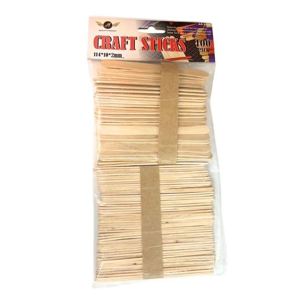 4.5" Incraftable Natural Color Popsicle Craft Sticks 100 Pack