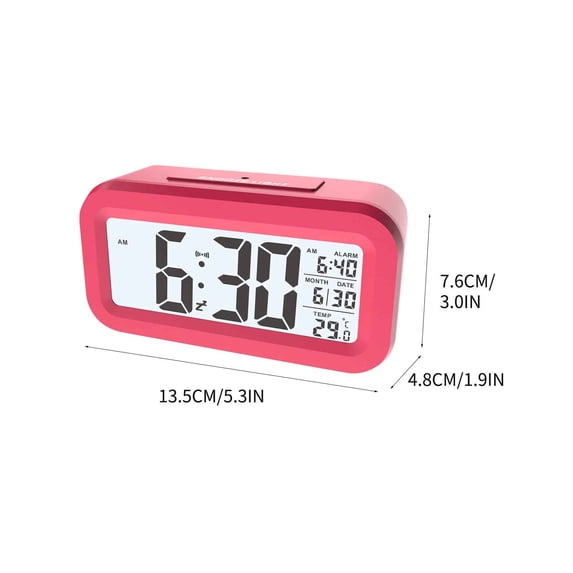 4.5"" LED Display Digital Alarm Clock Battery Operated/Night Light with Indoor Temperature, Small Alarm Clock Bedrooms Beside Travel