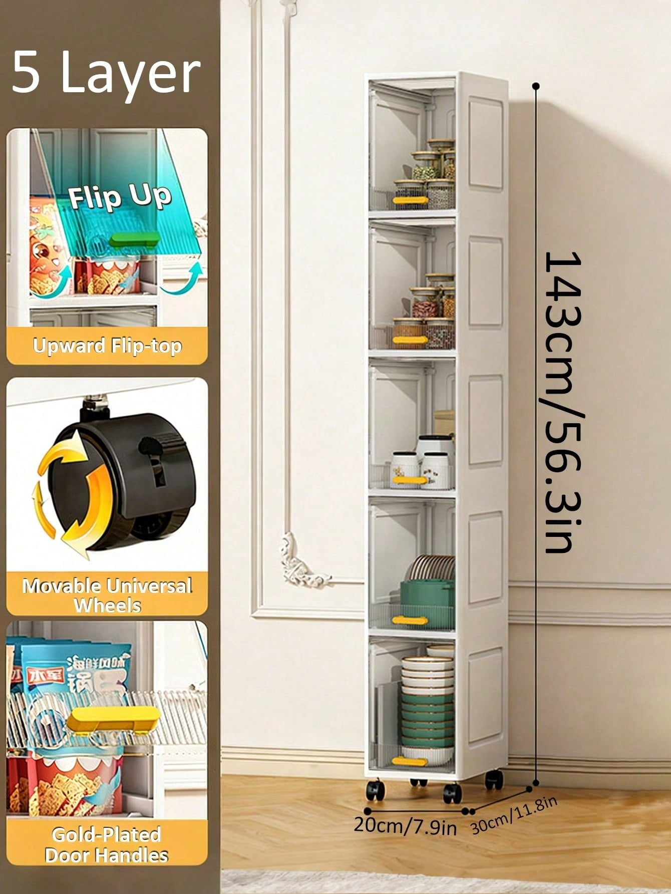 4/5 Layers Ultra-Thin Narrow Plastic Storage Cabinet With Transparent ...