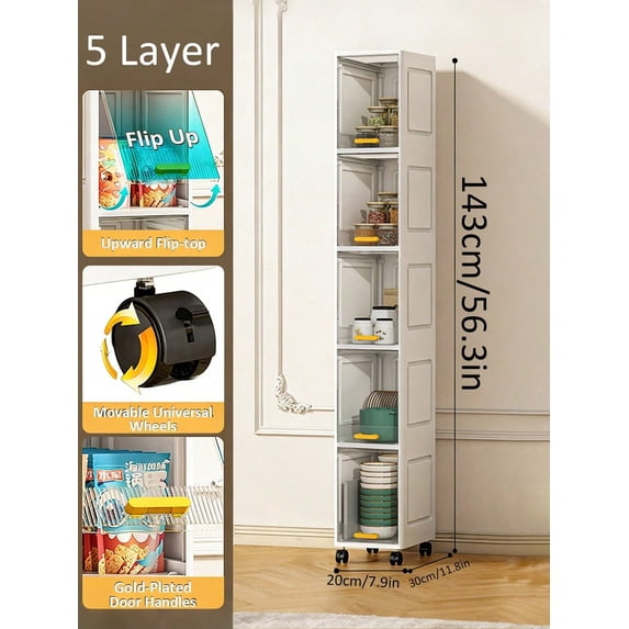 4/5 Layers Ultra-Thin Narrow Plastic Storage Cabinet With Transparent ...