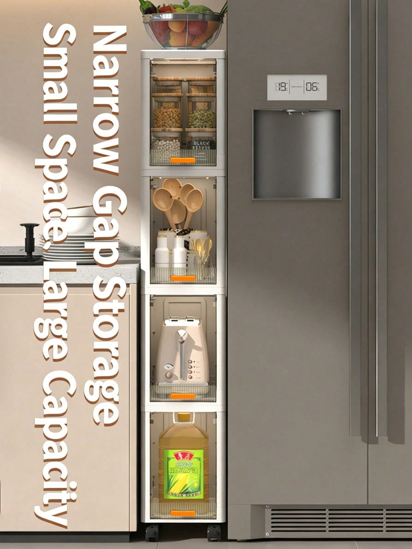 4/5 Layers Ultra-Thin Narrow Plastic Storage Cabinet With Transparent ...