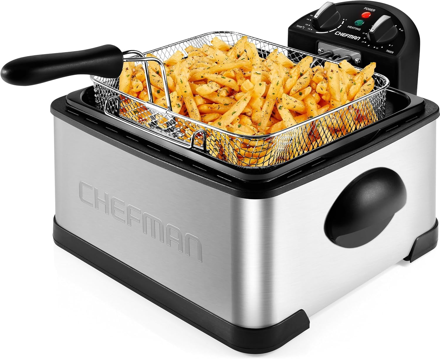 4.5 Liter Deep Fryer w/Basket Strainer, XL Jumbo Size, Adjustable Temperature & Timer, Perfect for Fried Chicken, Shrimp, French Fries, Chips & More, Removable Oil-Container, Stainless Steel - Walmart.com