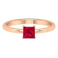 thumbnail image 1 of Rosec Jewels 4.5 MM Princess Cut Created Ruby Solitaire Engagement Ring, 18K Rose Gold, US 7.00, 1 of 7