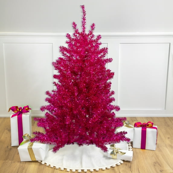 Northlight 4.5 FT Metallic Pink Tinsel Artificial Christmas Tree - Unlit