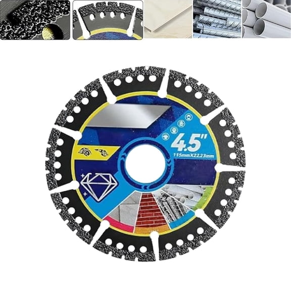 4.5" Multi-Material Cutting Blades, Diamond Multi-Purpose Saw Blades, 4.5 Diamond Blade for Grinder, Angle Grinder Cutting Discs for Metal Tile Stone Glass Cutting (1Pcs)
