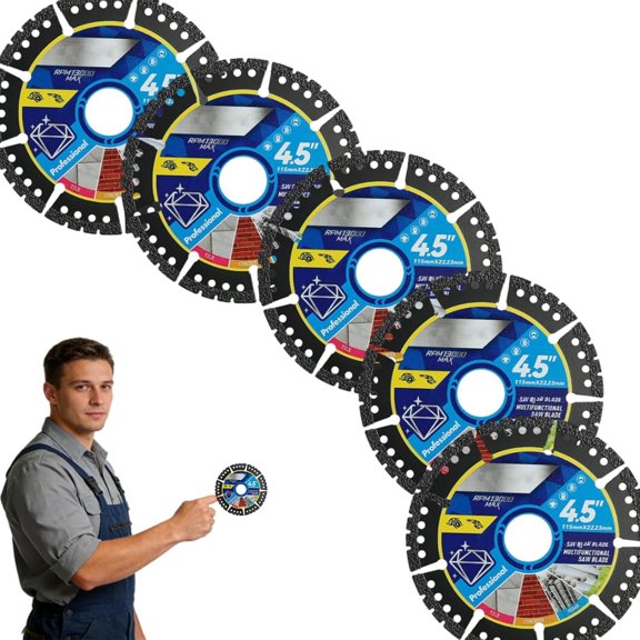 4.5" Multi-Material Diamond Blade - Heavy Duty Angle Grinder Discs for Cutting Marble/Quartz/Stone/Tile/Metal/Plastic(5pcs - L)