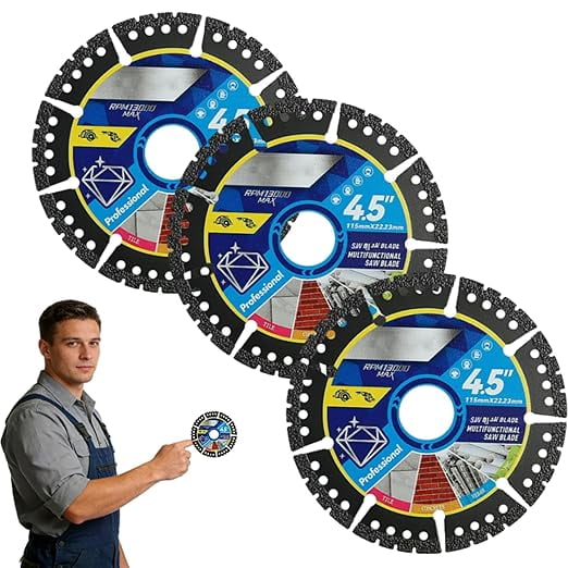 4.5" Multi-Material Diamond Blade - Zero Compromise, Max Durability, Cut Any Material Instantly, Diamond Multi Purpose Saw Blade, for Angle Grinder, for Stone, Tile, Concrete, Brick & Metal