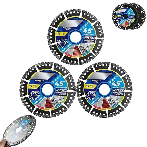 4.5" Multi-Purpose Saw Blades, 2026 Upgrade Stainless Steel Welded Outer Diamond Sand High Durability, 4.5" Diamond Blade, Angle Grinder Discs