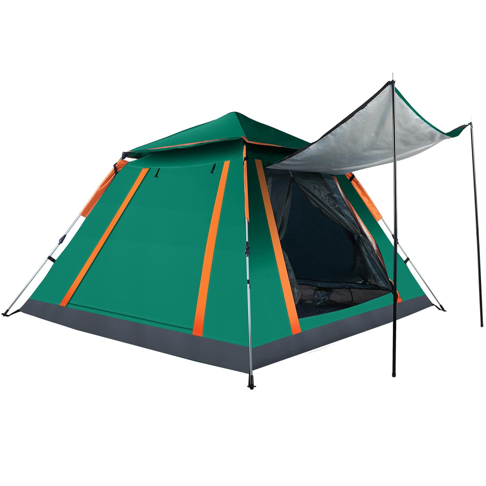 4-5 Person Camping Tent with Rainfly & Carry Bag, Easy Setup Dome Tent with Mesh Windows & Doors, Waterproof UV Protection Portable Family Tent for Camping Hiking Backpacking Travel, Green