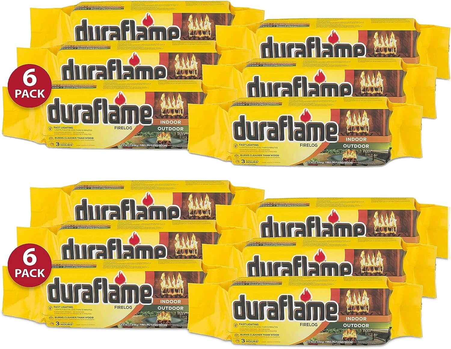 4.5 Pound 3 Hour Long Burn Time Indoor Outdoor Quick Light Fire Log for ...