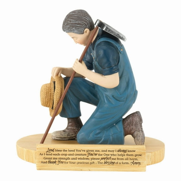 4.5" Praying Farmer Tabletop Resin Figurine