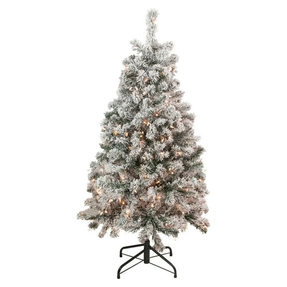 4.5' Pre-Lit Flocked Madison Pine Artificial Christmas Tree Clear
