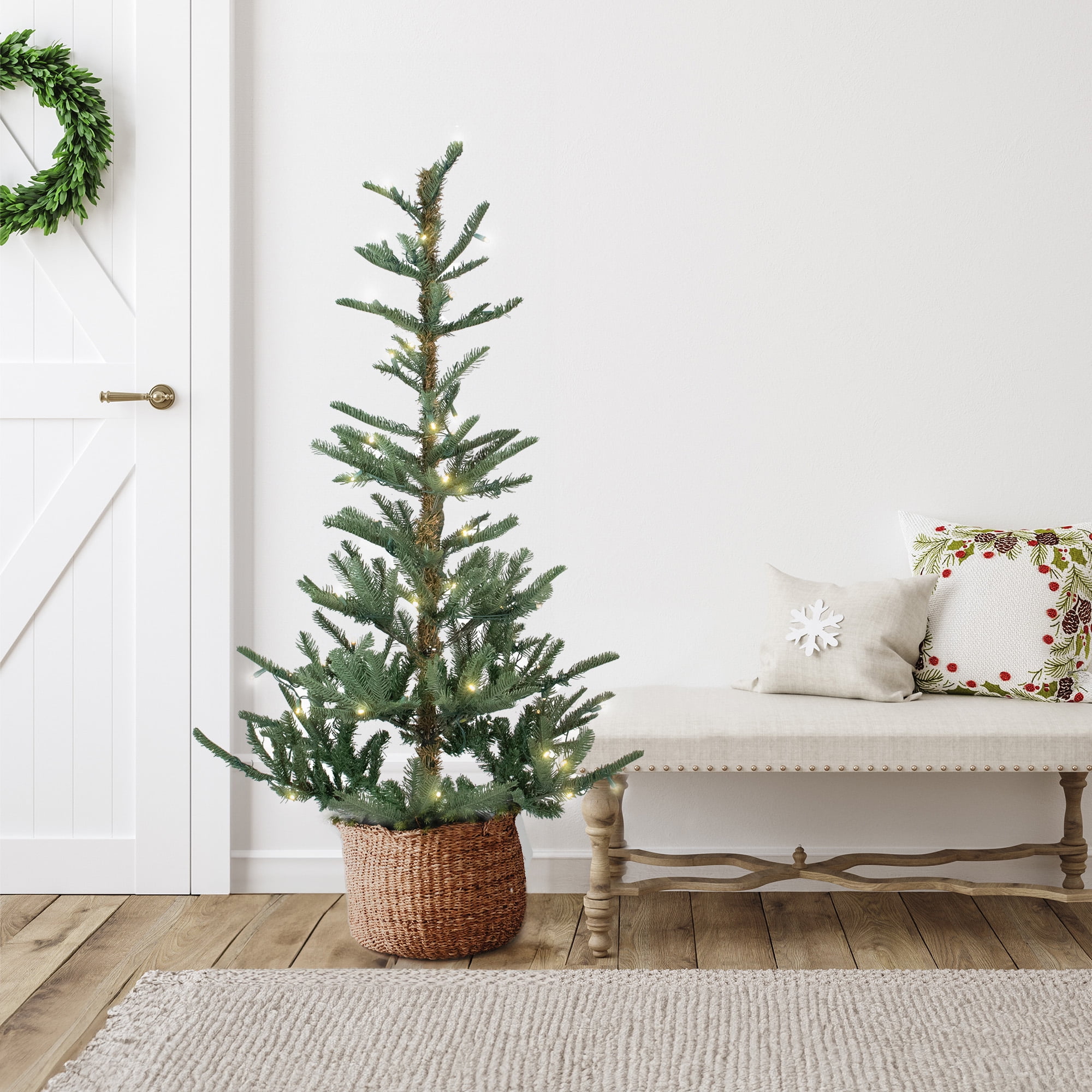 4.5' Pre-Lit Layered Noble Fir Artificial Christmas Tree - Warm Clear LED Lights
