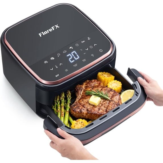 4.5 QT Air Fryer Oven with 11 Presets Dual Heating 360 ° Airflow Viewing Window Touch Display Nonstick Basket
