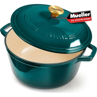 4.5 QT Enameled Cast Iron Dutch Oven, Heavy-Duty Casserole Dish and Braiser Pan with Lid and Stainless Knob, Safe for All Cooktops, Aqua Blue