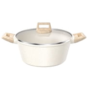 Nonstick Stock Pot with Lid, 4.5QT Stockpot Pasta Cooking Pot , Granite Casserole Soup Pot, Non Stick Stew Pot Cookware for Stews, Soups, Compatible with All Stovetops（White)