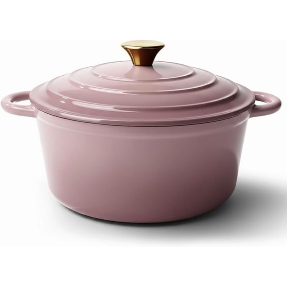 4.5 Quart Dutch Oven Pot with Lid, Non Stick Enameled Cast Iron Dutch Oven for Bread Baking, Heavy-Duty, Oven Safe Ceramic Cookware Up to 500°F for Baking, Braising, Stews, Roasting, Pink