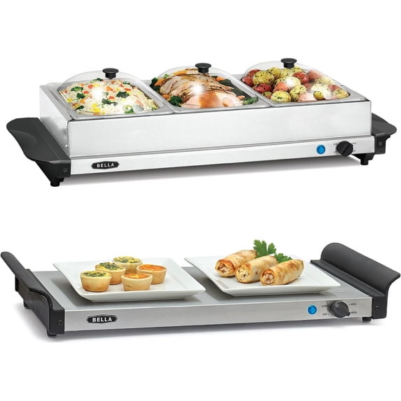 4.5 Quart Triple Electric Buffet Server, Food Warming Tray & Slow ...