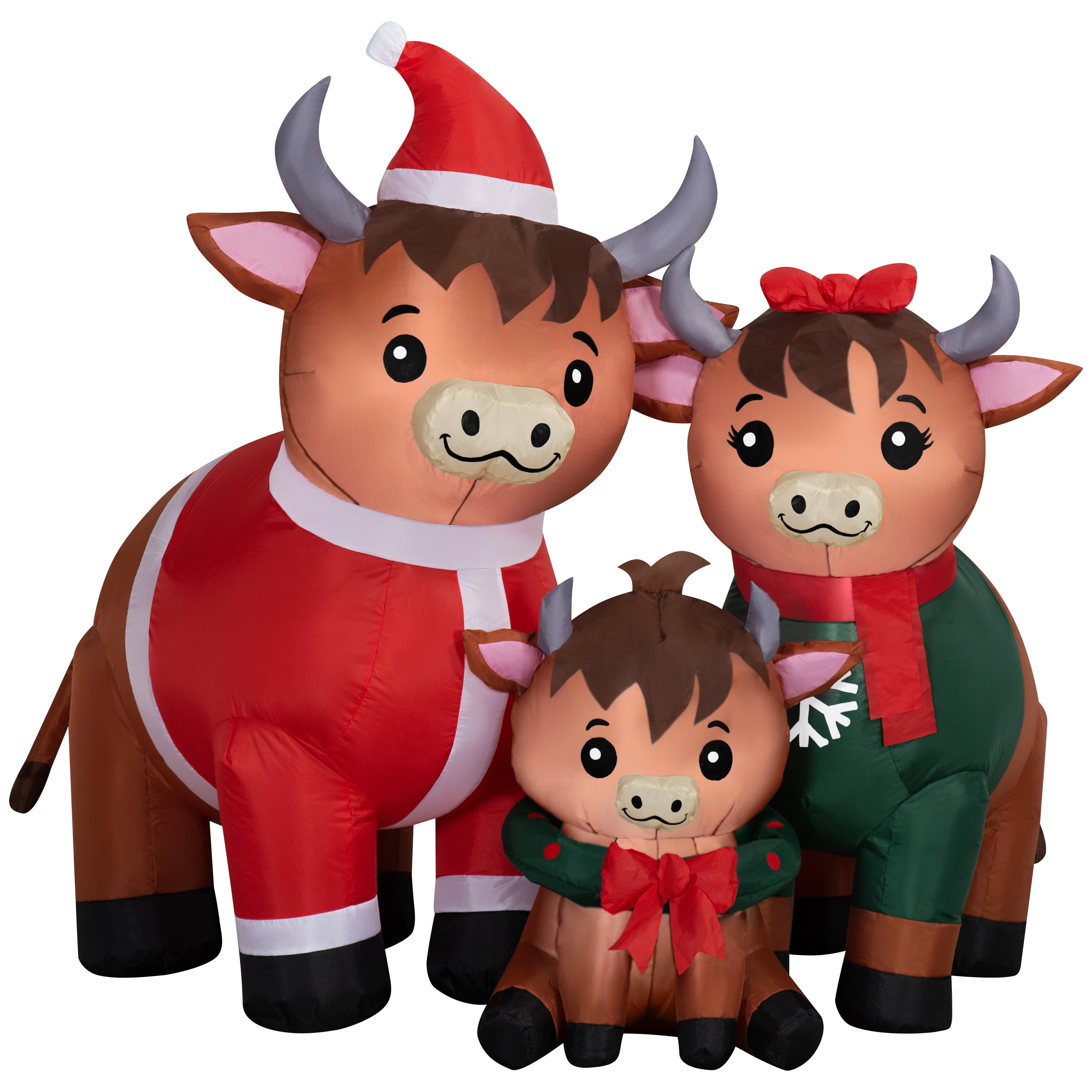4.2 ft Highland Cow Family Christmas Airblown Yard Inflatable, Multicolor, by Holiday Time