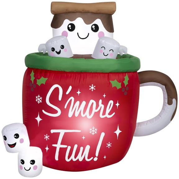 4.5 ft Smores Spa Mug Christmas Airblown Yard Inflatable, Multicolor, by Holiday Time