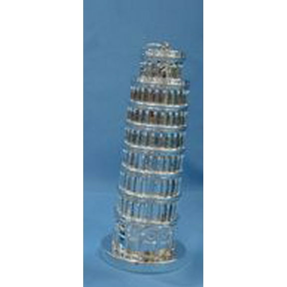 4.5" Shiny Silver European Landmark Leaning Tower of Pisa Christmas Ornament