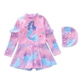 thumbnail image 1 of 4-5 T Girls Bathing Suit Girls Long Sleeve Sun Protective Swimsuit With UPF 50 Rash Guard For Beach Pool Activities, 1 of 3
