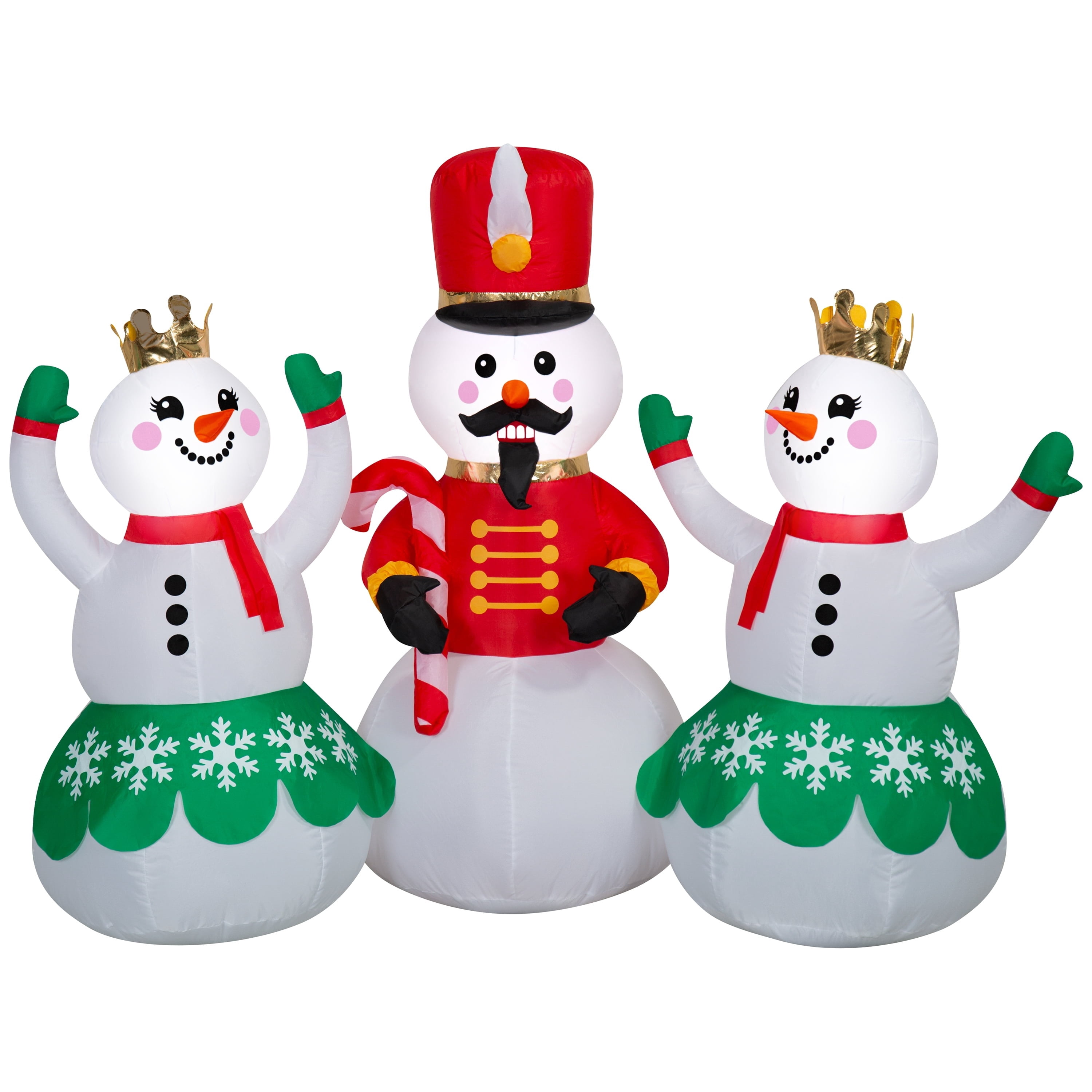Multicolor Nutcracker Snowman with Dancing Snow Girls Christmas Airblown Yard Inflatable, 4.5', by Holiday Time