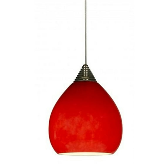 4.5" Tall Glass and Metal LED Pendant with Brushed Steel Cord-Color:Brushed Steel,Finish:Brushed Steel,Material:Glass,Shape:Round,Style:Lifestyle,Wattage:5W