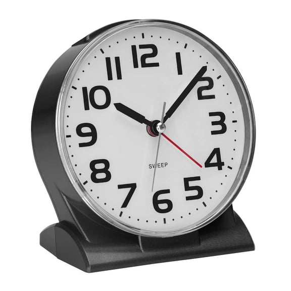 4.5" No Ticking Analog Alarm Clock Silent Readable For Seniors Easy To Set Gradual Rise Big Numbers On/off On Side Gentle Wake Snooze Soft Backlight Operated Black