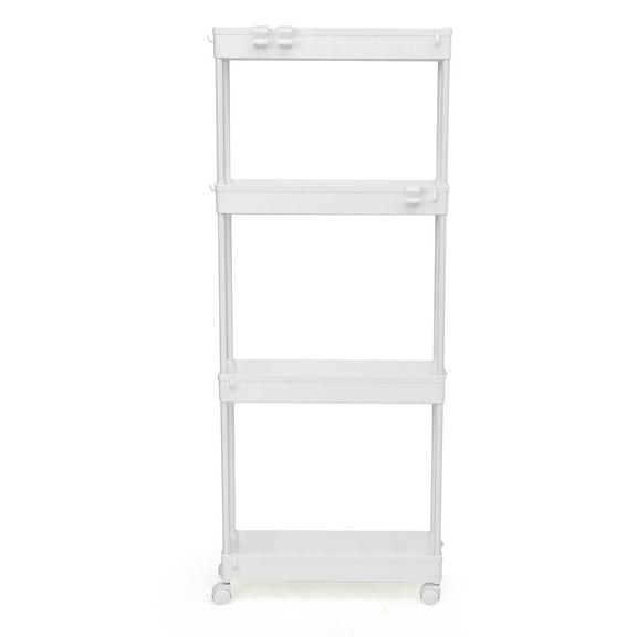 4/5  Tier Slim Rolling Storage Cart Bathroom Organizer Mobile Shelving Unit Utility Cart Tower Rack for Kitchen Laundry Narrow Places, White