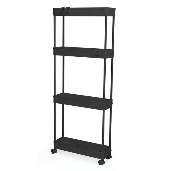 4/5 Tier Slim Rolling Storage Cart Bathroom Organizer Mobile Shelving Unit Utility Cart Tower Rack for Kitchen Laundry Narrow Places, White