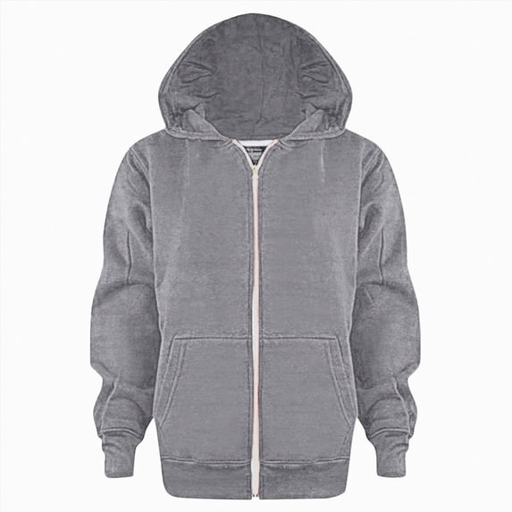4-5 Years Child Boys Girls Zipper Sweatshirt Hoodies Soft Full Zip Hooded Sweatshirts For Teens Kids Unisex Grey Hoodie